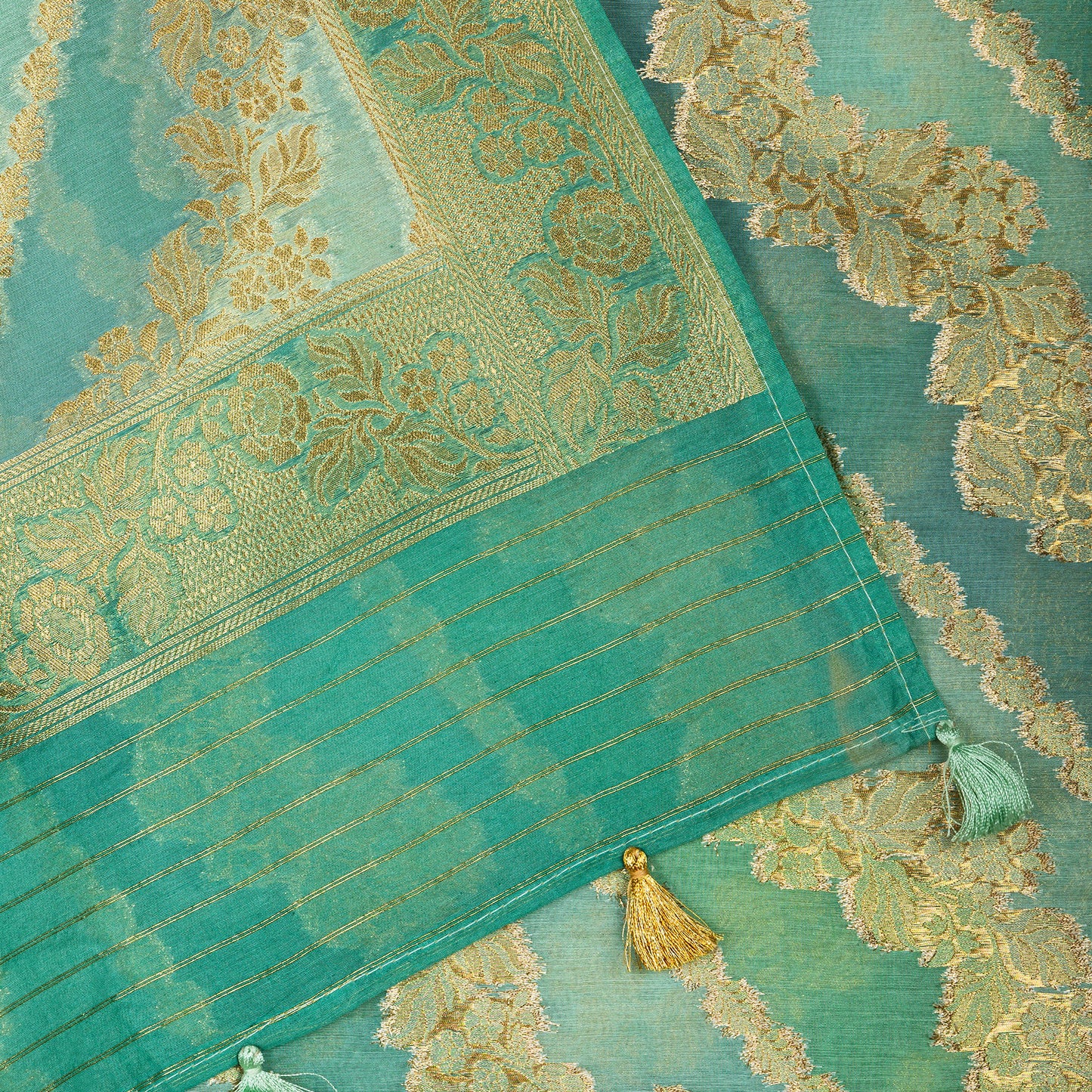 Green Beautiful Chanderi Suit Set with Rangakat Dupatta