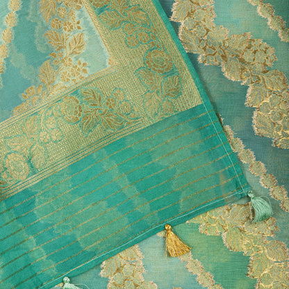 Green Beautiful Chanderi Suit Set with Rangakat Dupatta