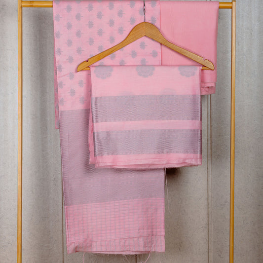 Pink Premium Cotton Heavy Weaving Suit Set