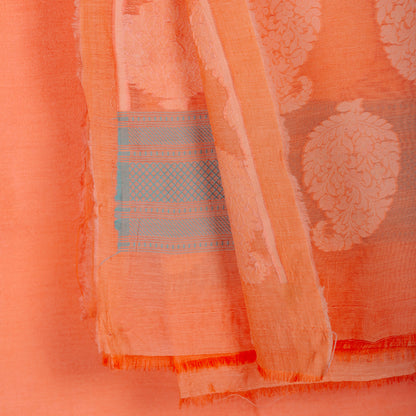 Peach Kairi design pure cotton weaving shirt and border dupatta, plain bottom