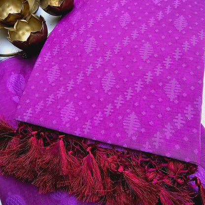 Purple Cotton Jacquard full weaving 3 pieces suit.