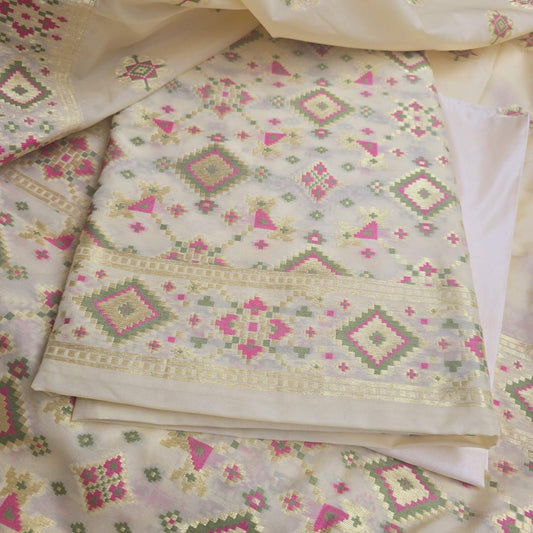 Chiniya silk Gharchola Weaving kurta, full jaal weaving dupatta, plain bottom