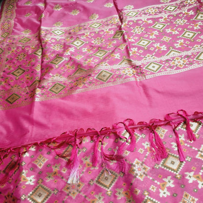 Pink Chiniya Silk  Gharchola Weaving kurta, full weaving kurta, plain silk bottom