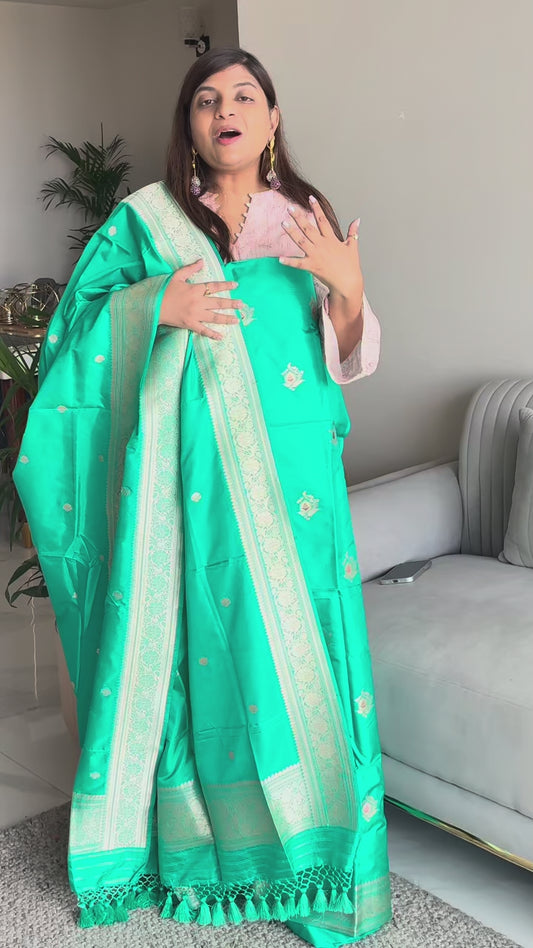 Turq Katan  silk kadhwa suit set